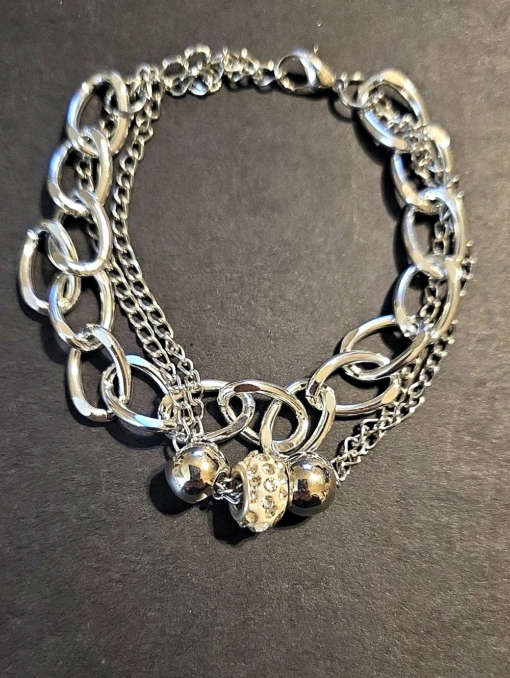 Silver-Tone Multi-Chain Charm Bracelet Like New